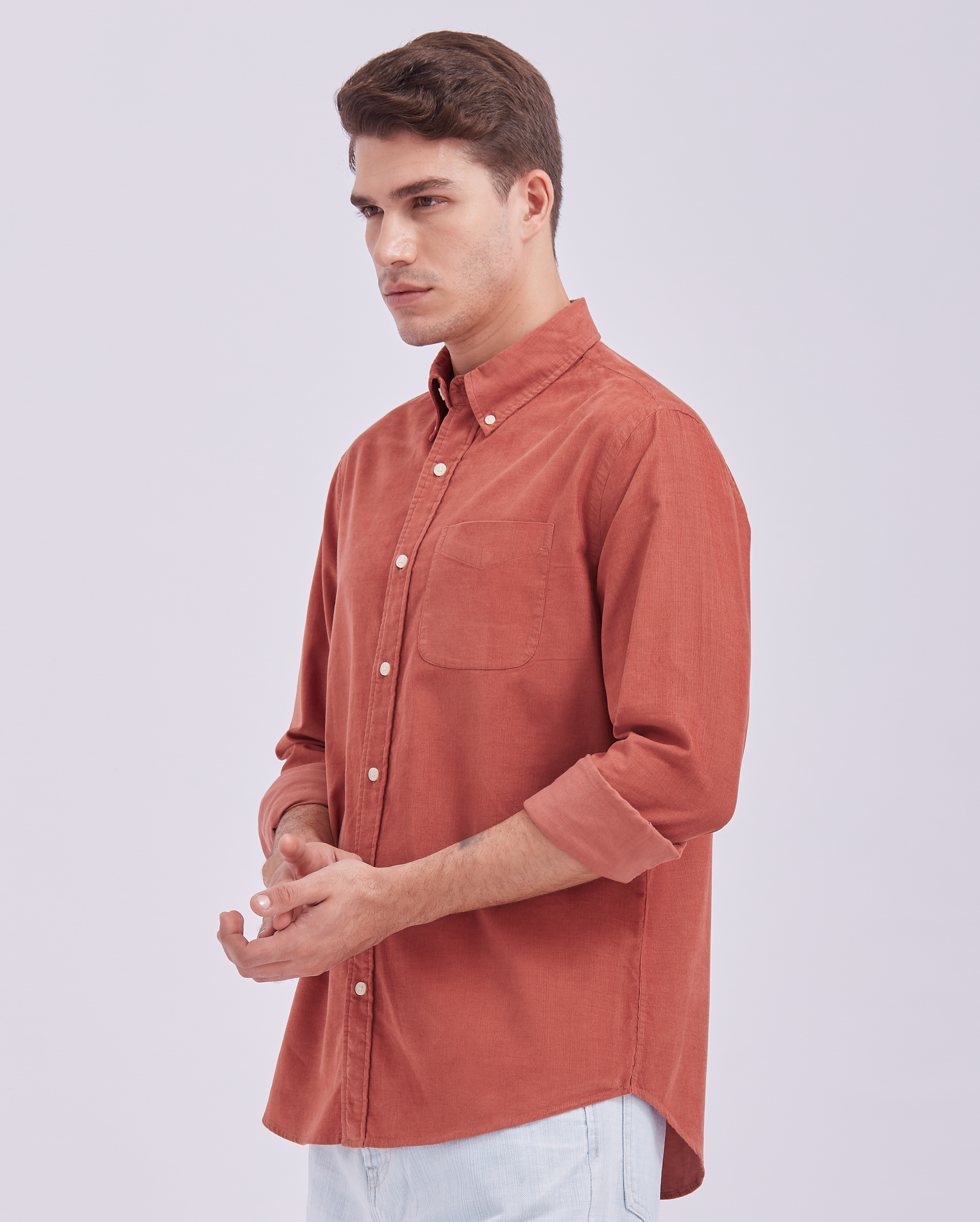 Terracotta Orange Corduroy Shirt