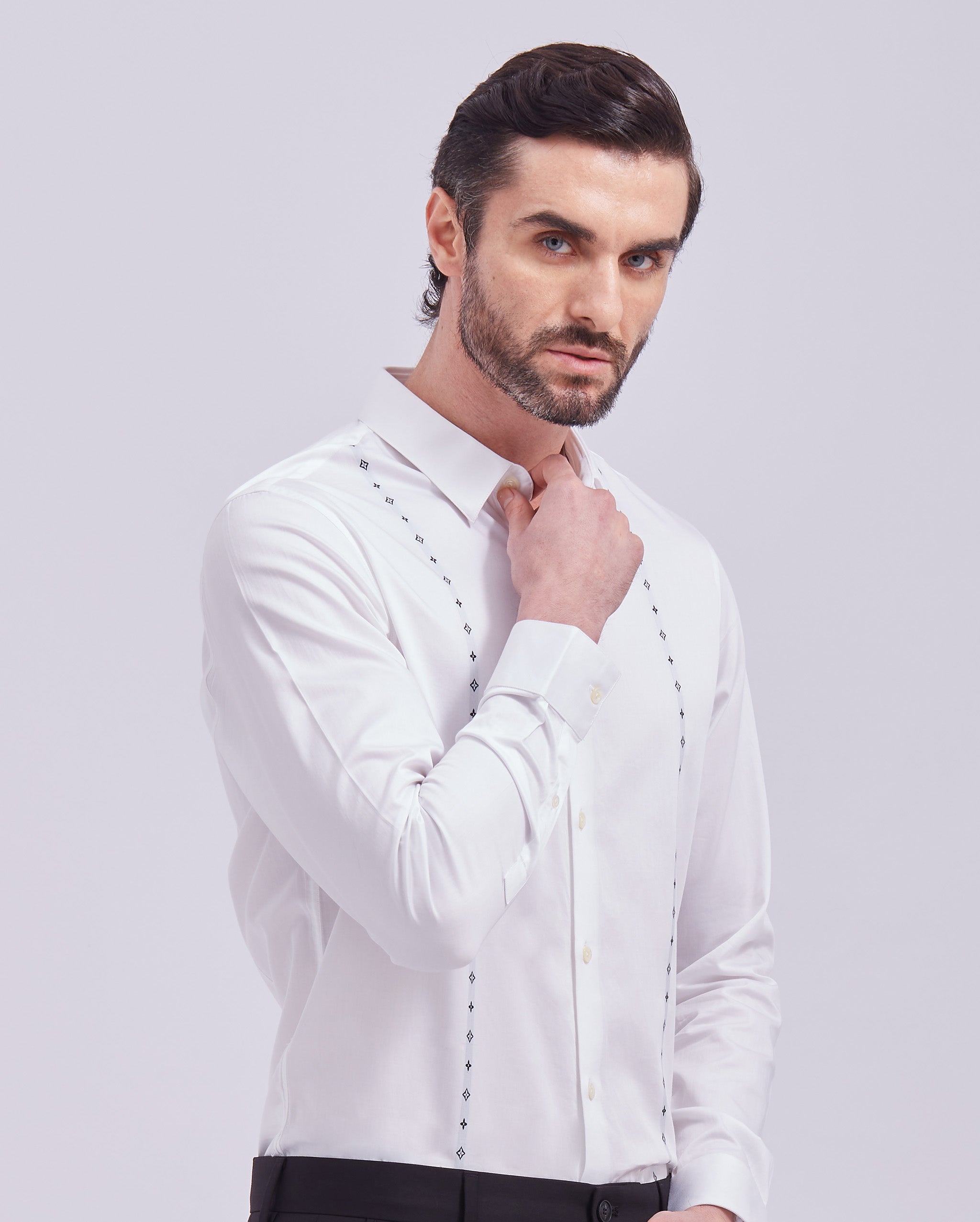 White And Black Giza Panel Shirt