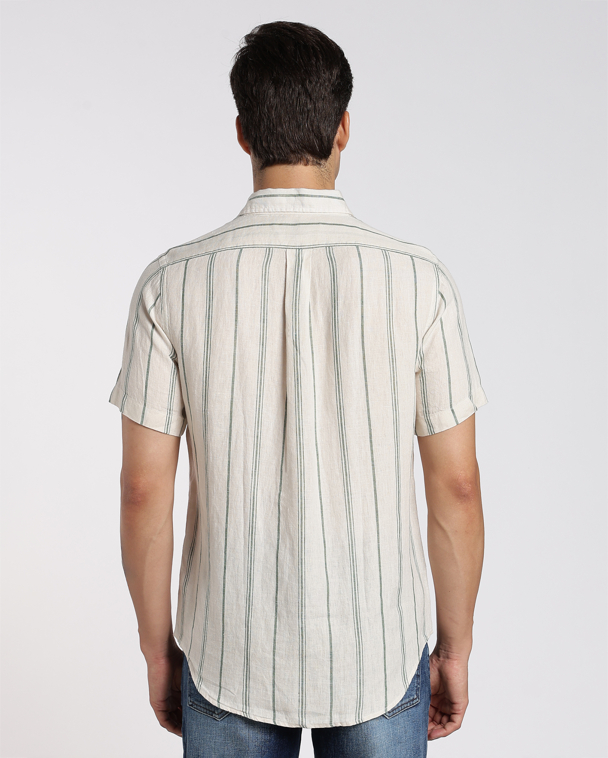 White and Green Stripe Shirt