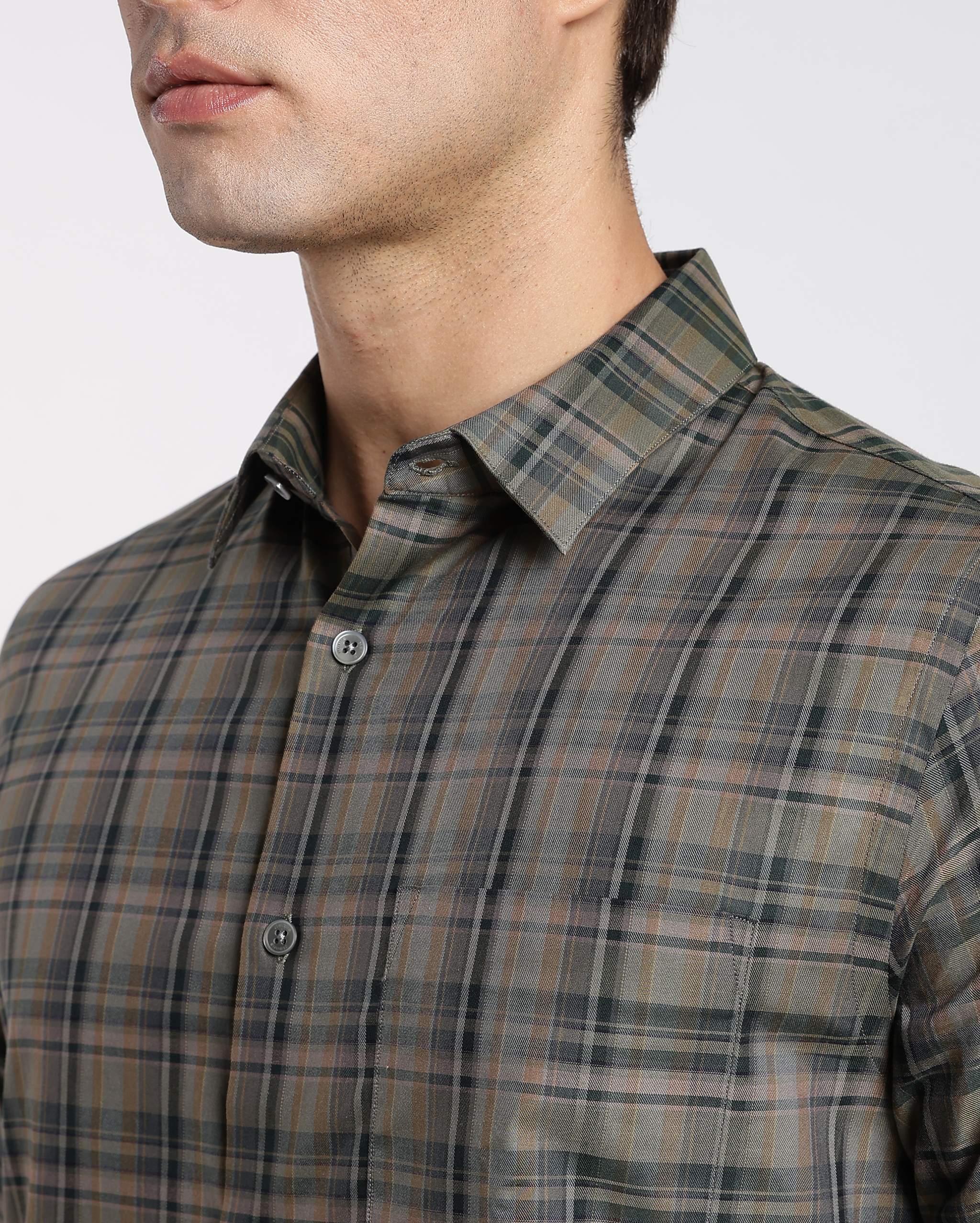Olive Green Check Shirt