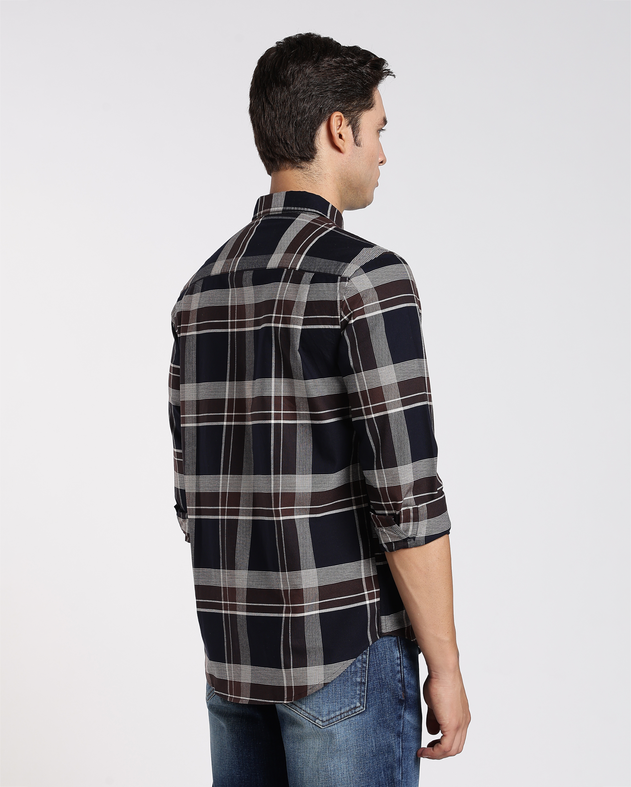 Black and White Tartan Check Shirt