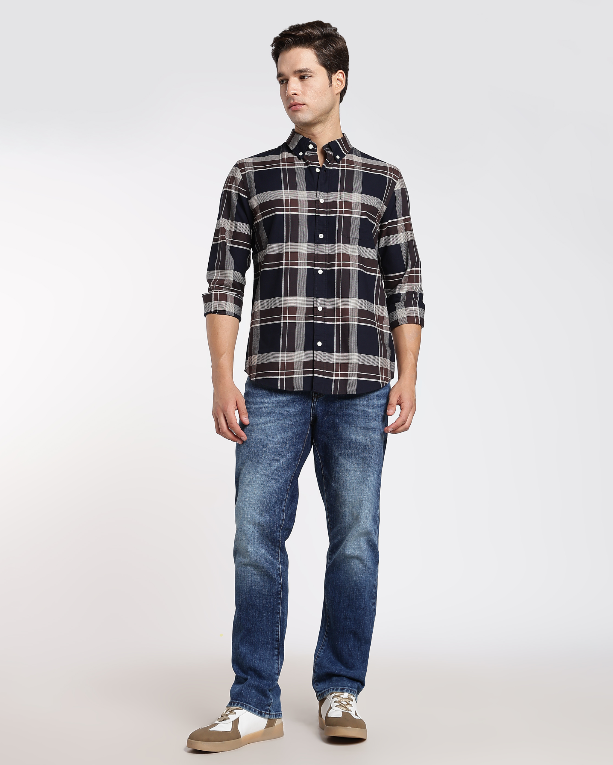 Black and White Tartan Check Shirt
