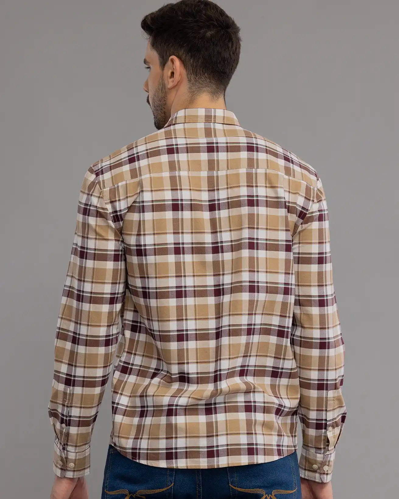 COFFEE BROWN CHECK SHIRT