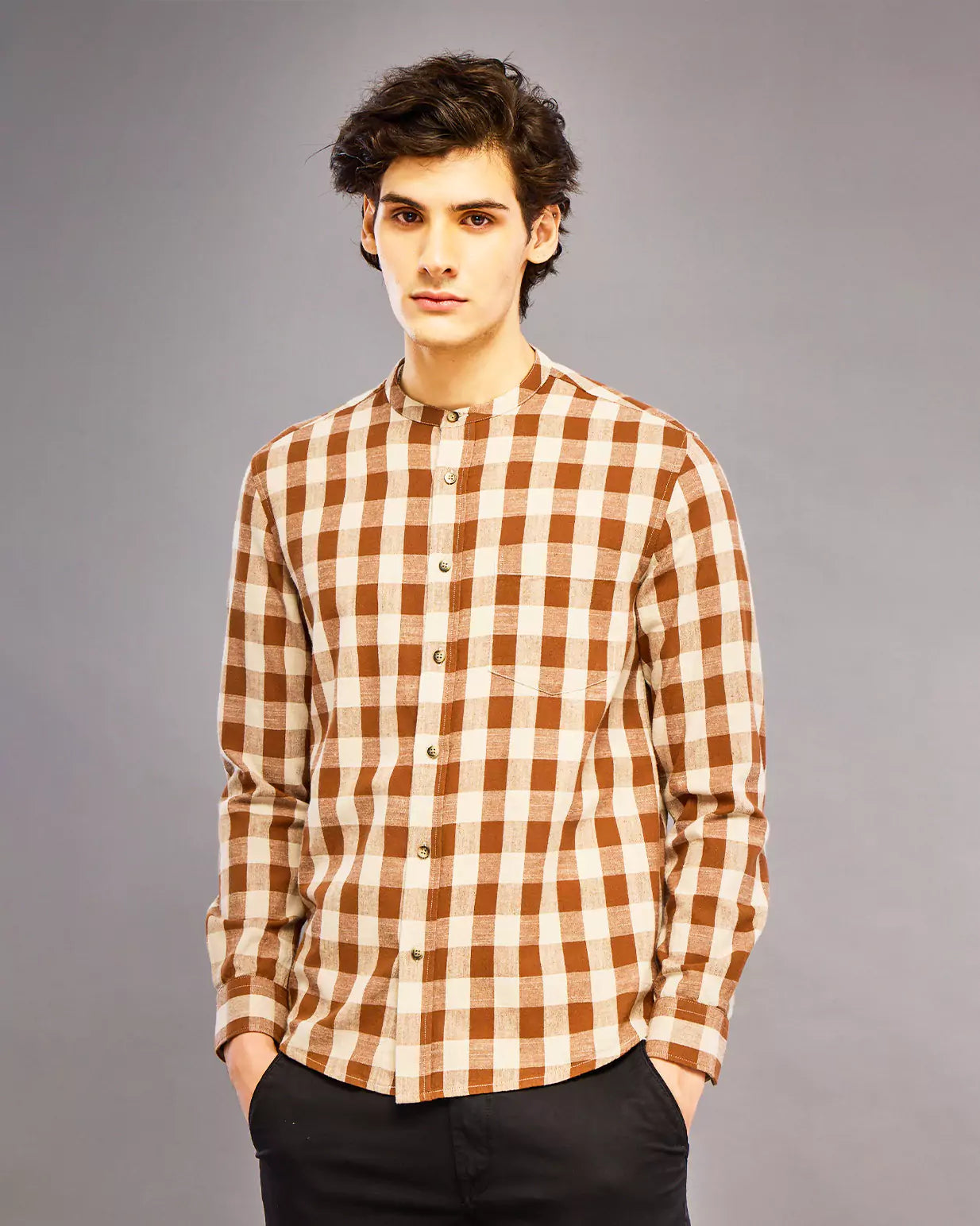 BROWN CHECK SHIRT