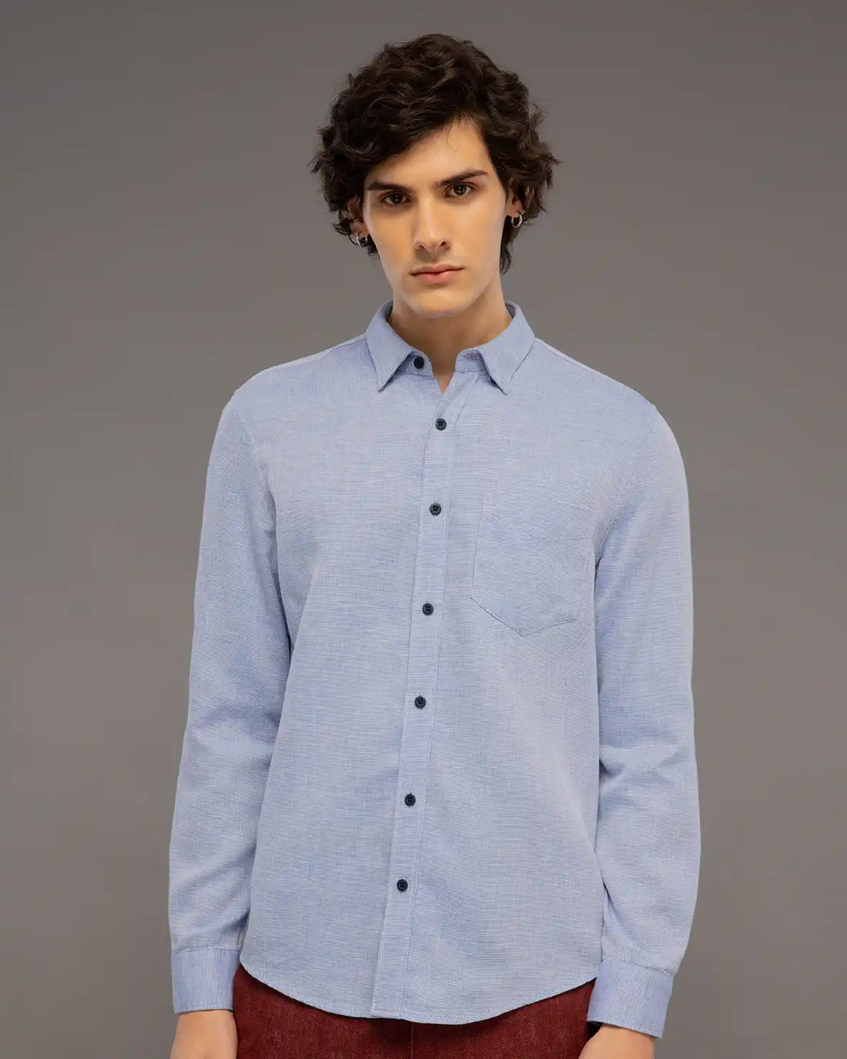 LIGHT BLUE TINY  CHECK SHIRT