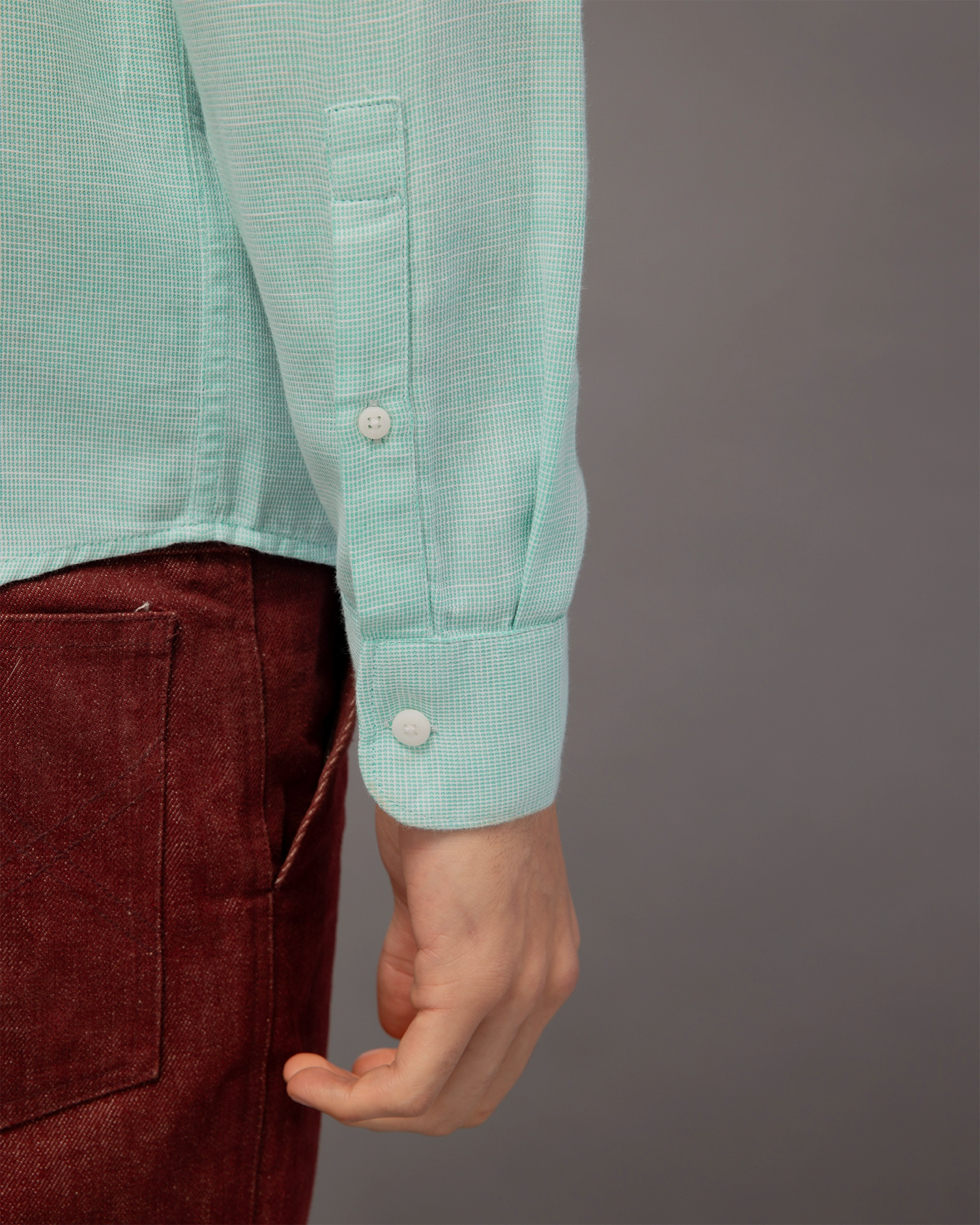 TURQUOISE BLUE TINY  CHECK SHIRT