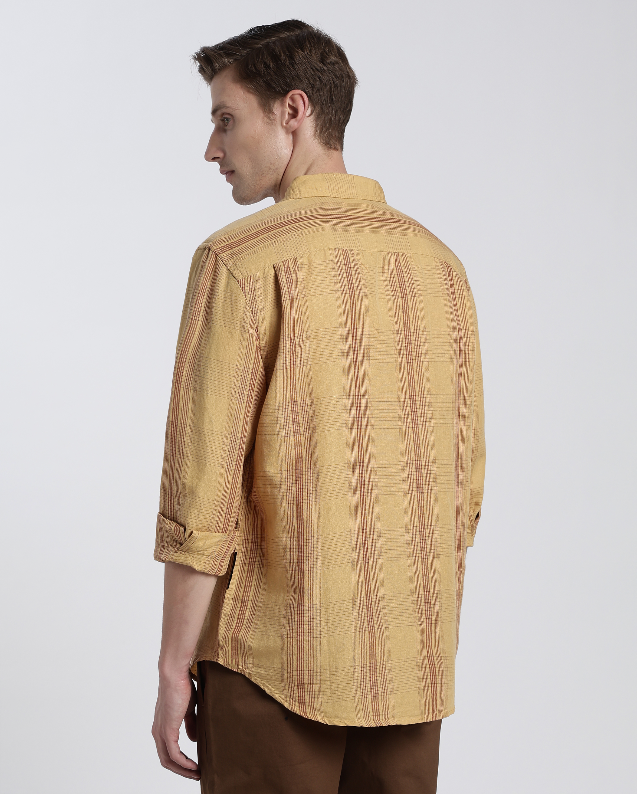 Yellow and Maroon Check Shirt
