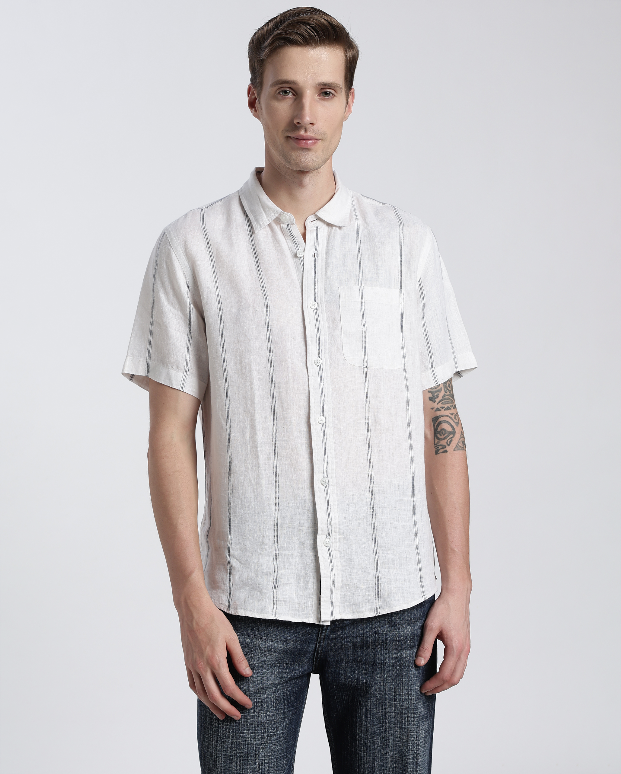 White and Black Stripe Shirt