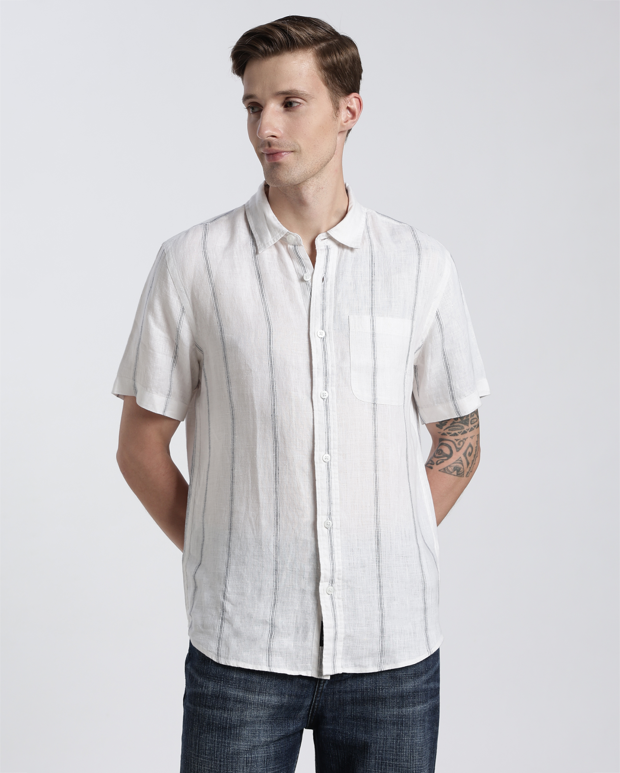 White and Black Stripe Shirt