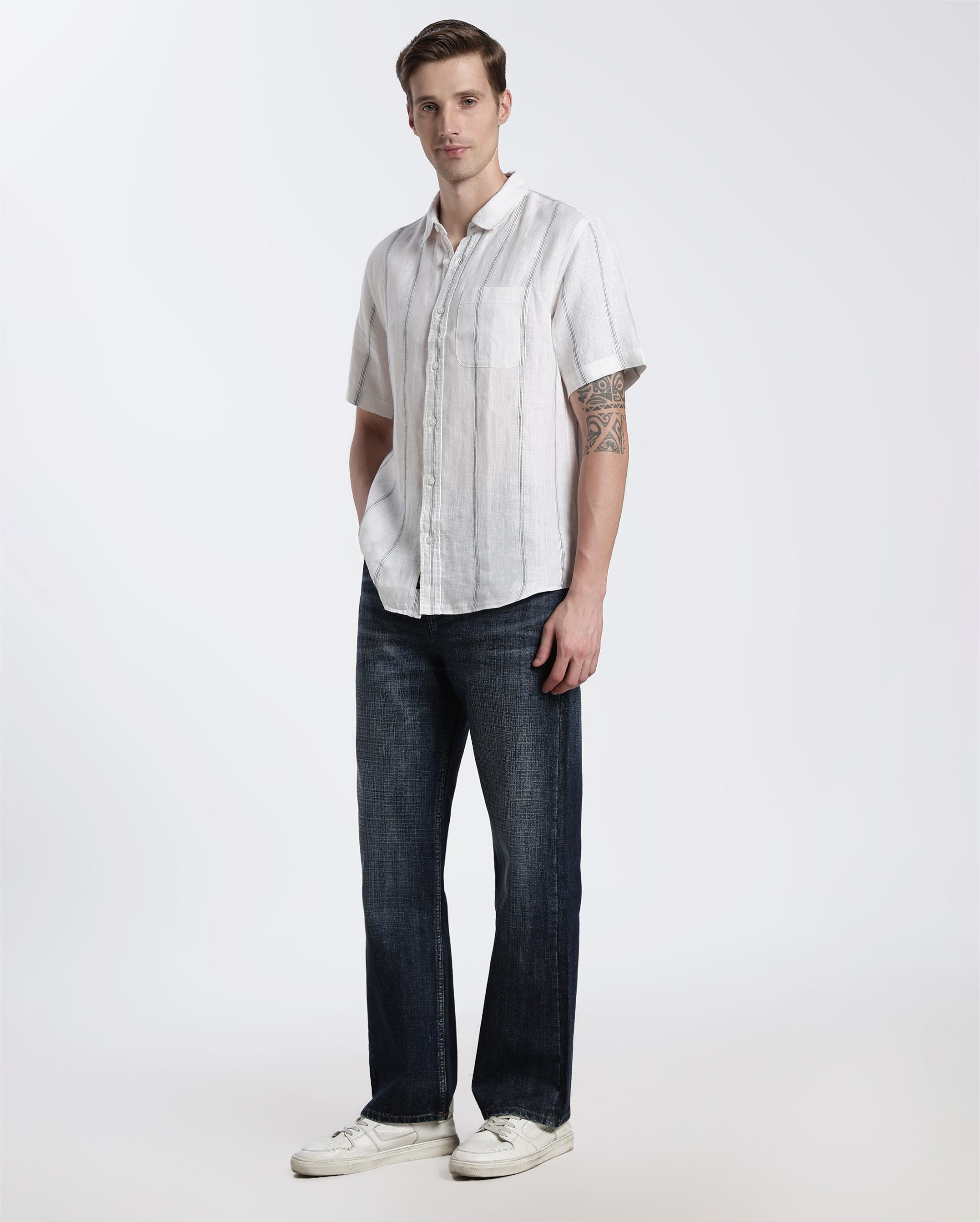 White and Black Stripe Shirt