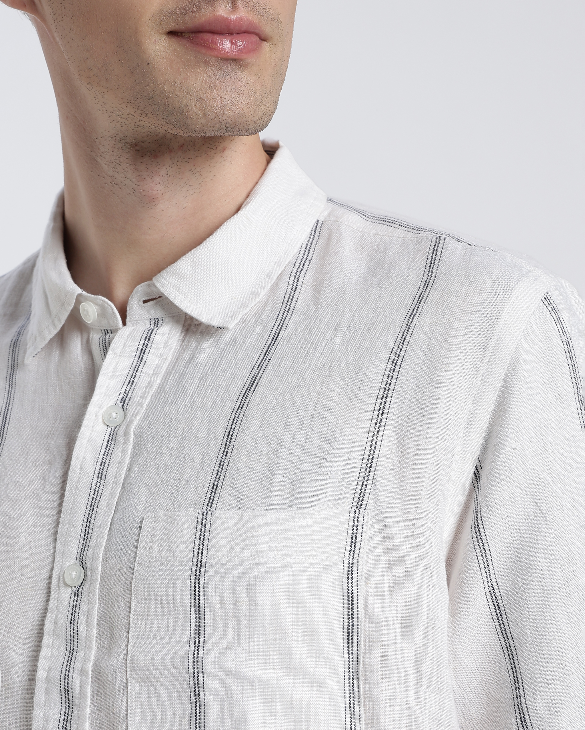 White and Black Stripe Shirt