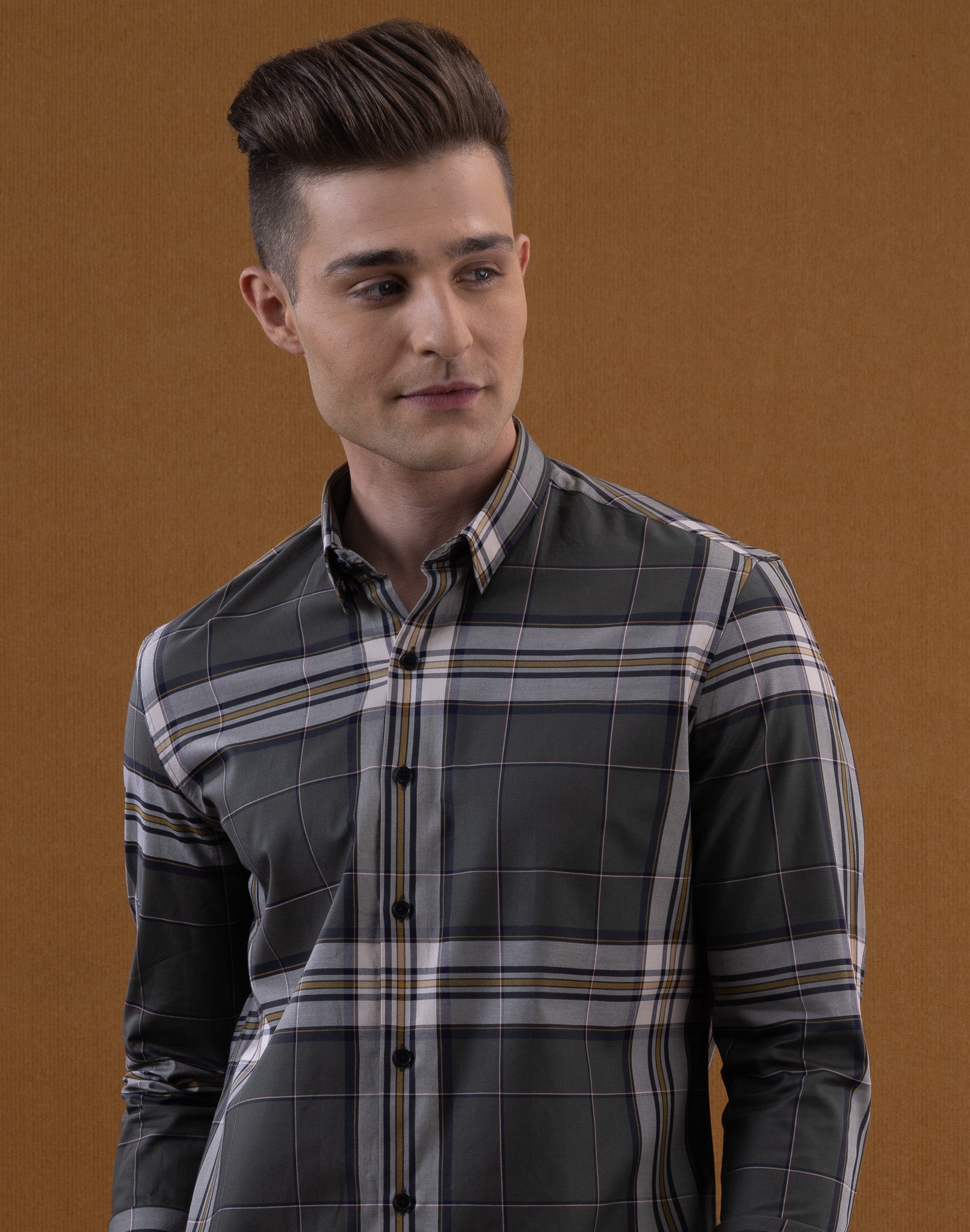 GREEN CHECK COTTON SHIRT