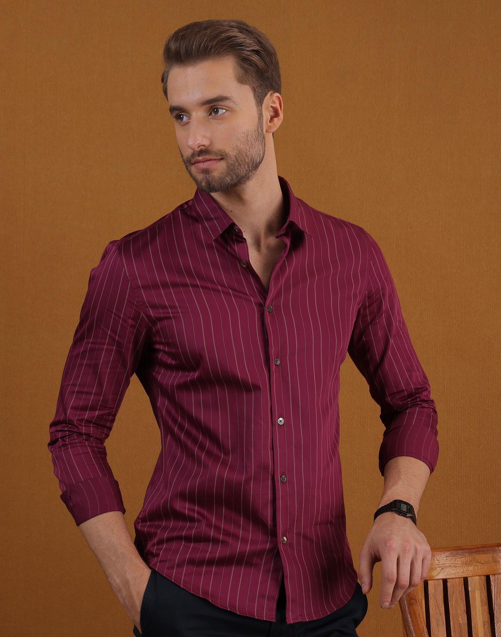 WINE STRIPE SHIRT