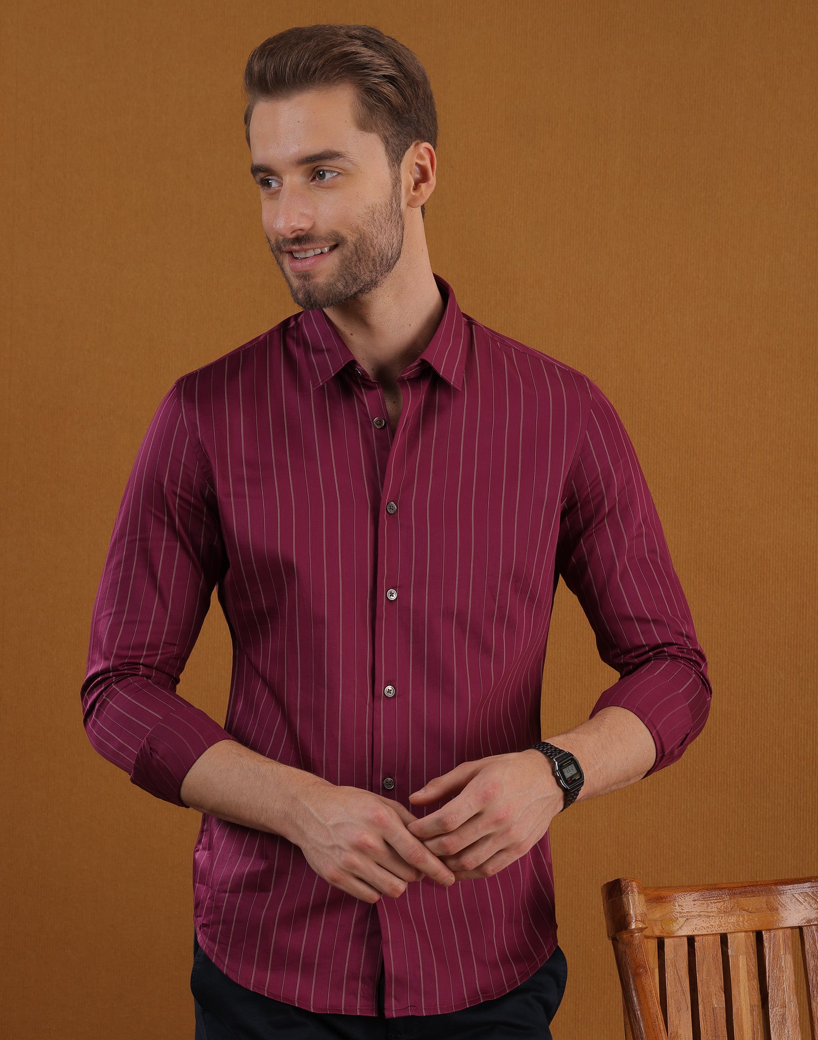 WINE STRIPE SHIRT