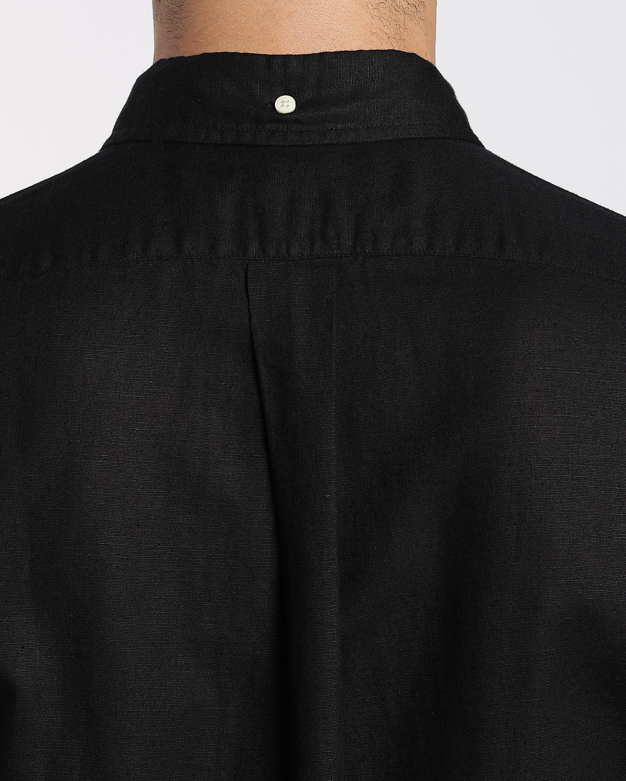 Black Cotton Linen Shirt