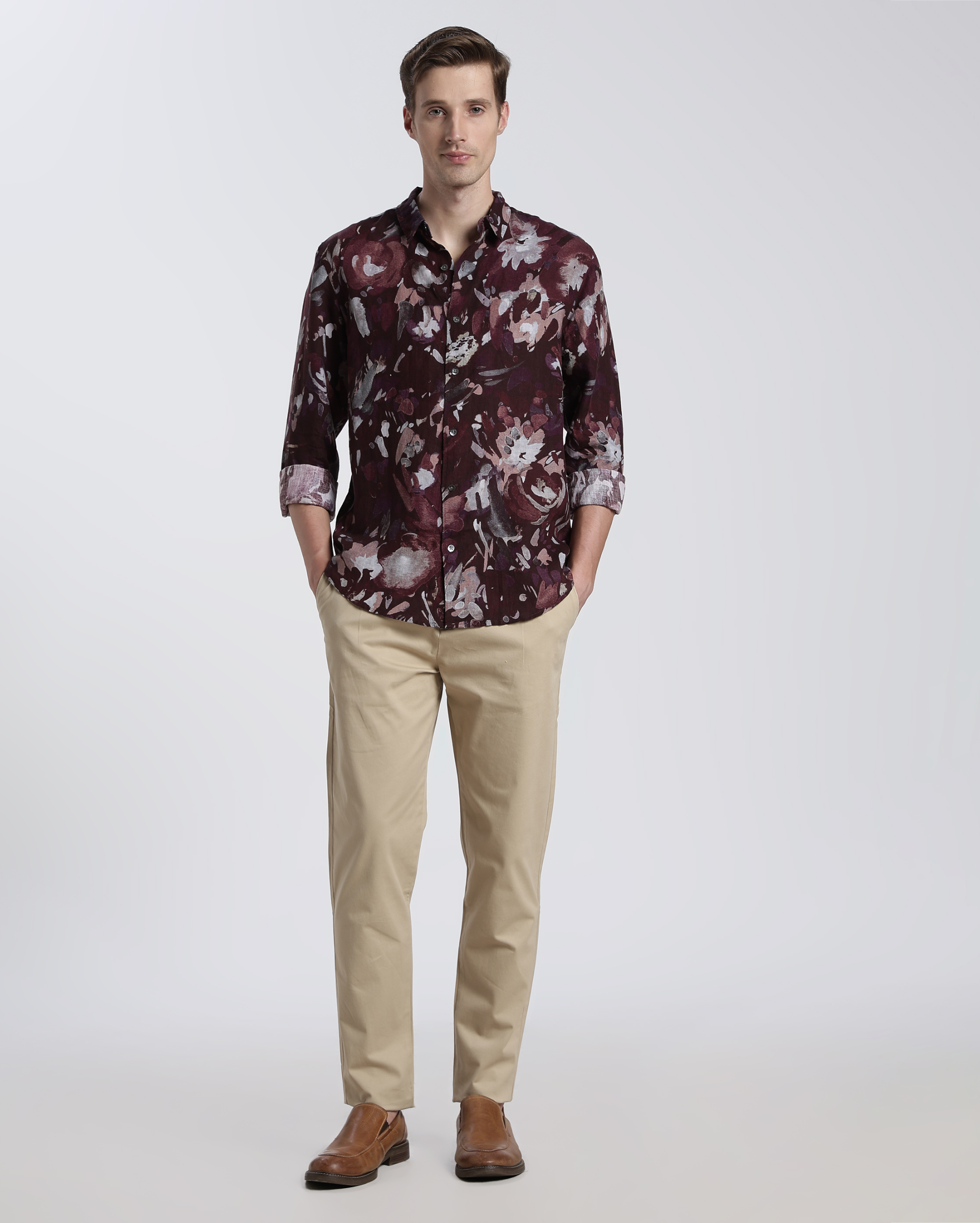 Maroon Digital Print Shirt