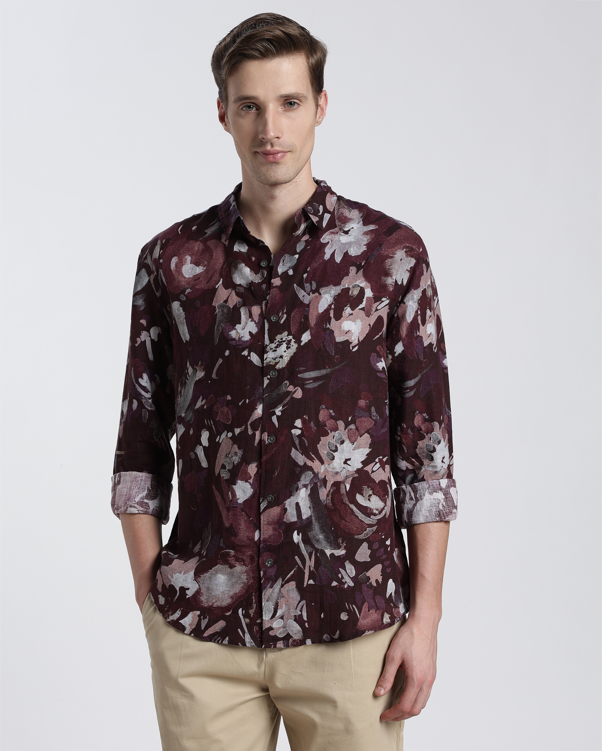 Maroon Digital Print Shirt