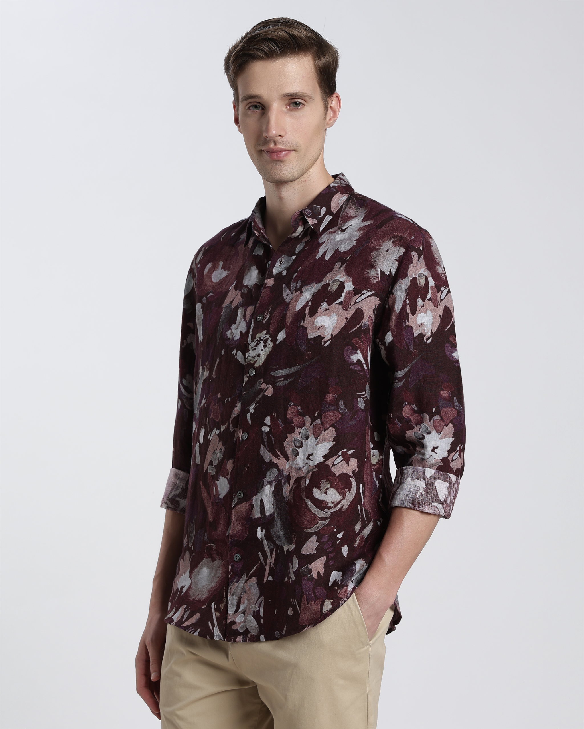 Maroon Digital Print Shirt