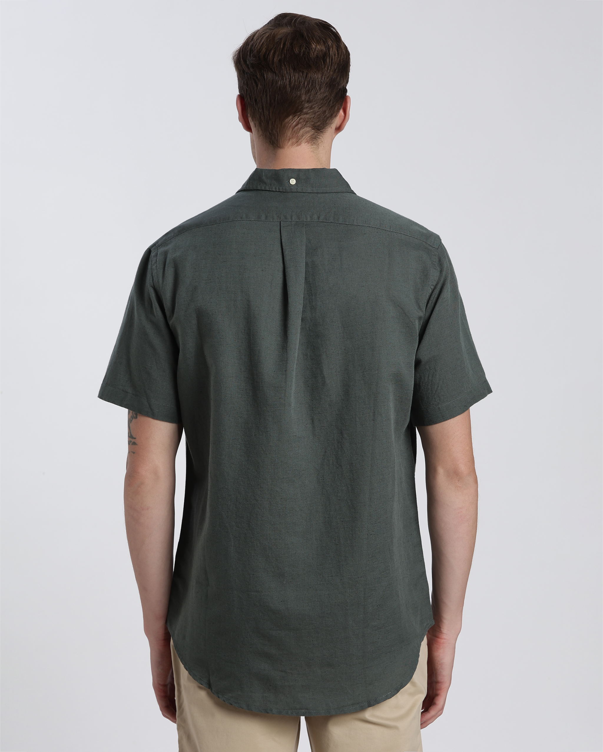 Green Cotton Linen Shirt