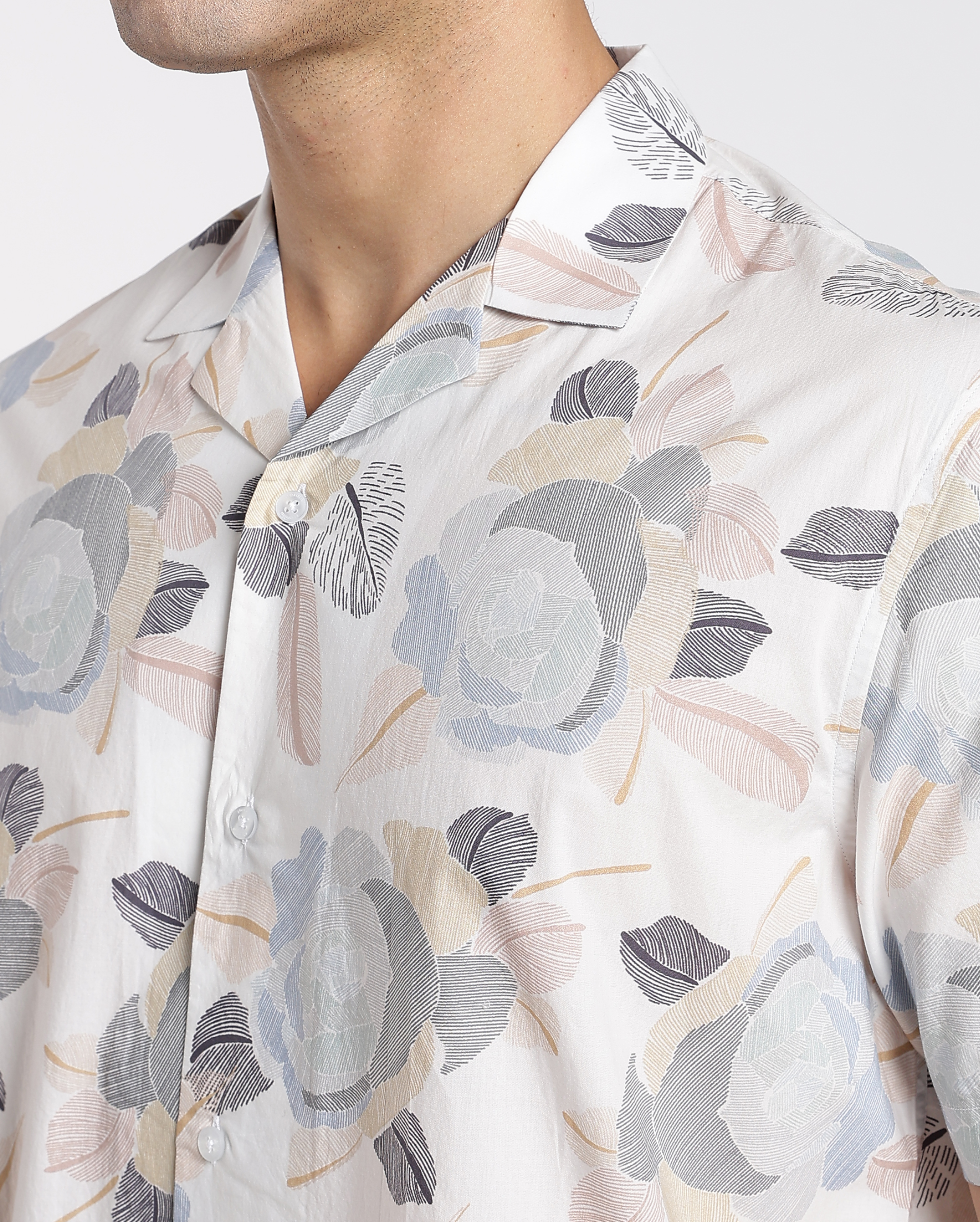 White Digital Print Shirt