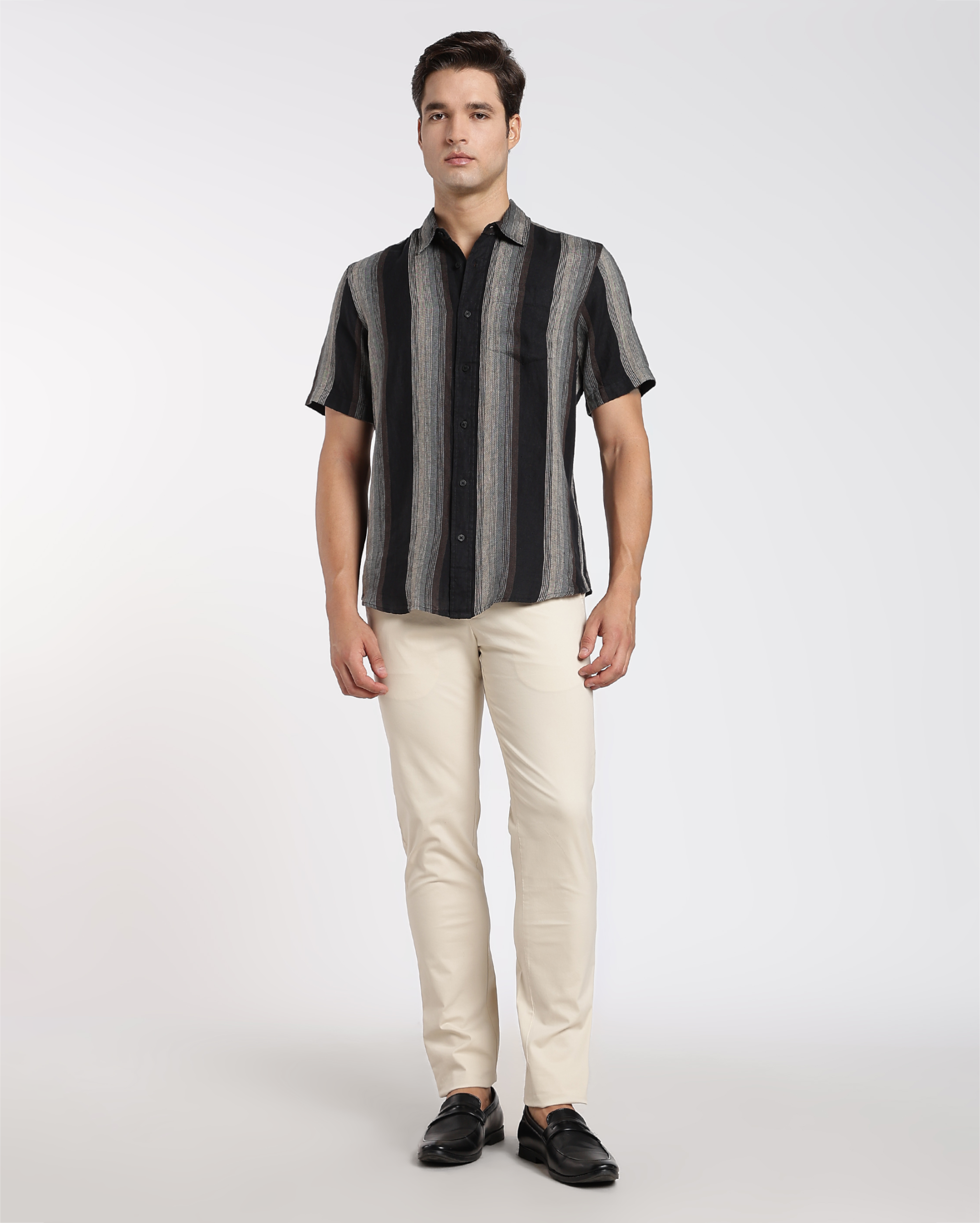 Black and Beige Stripe Shirt