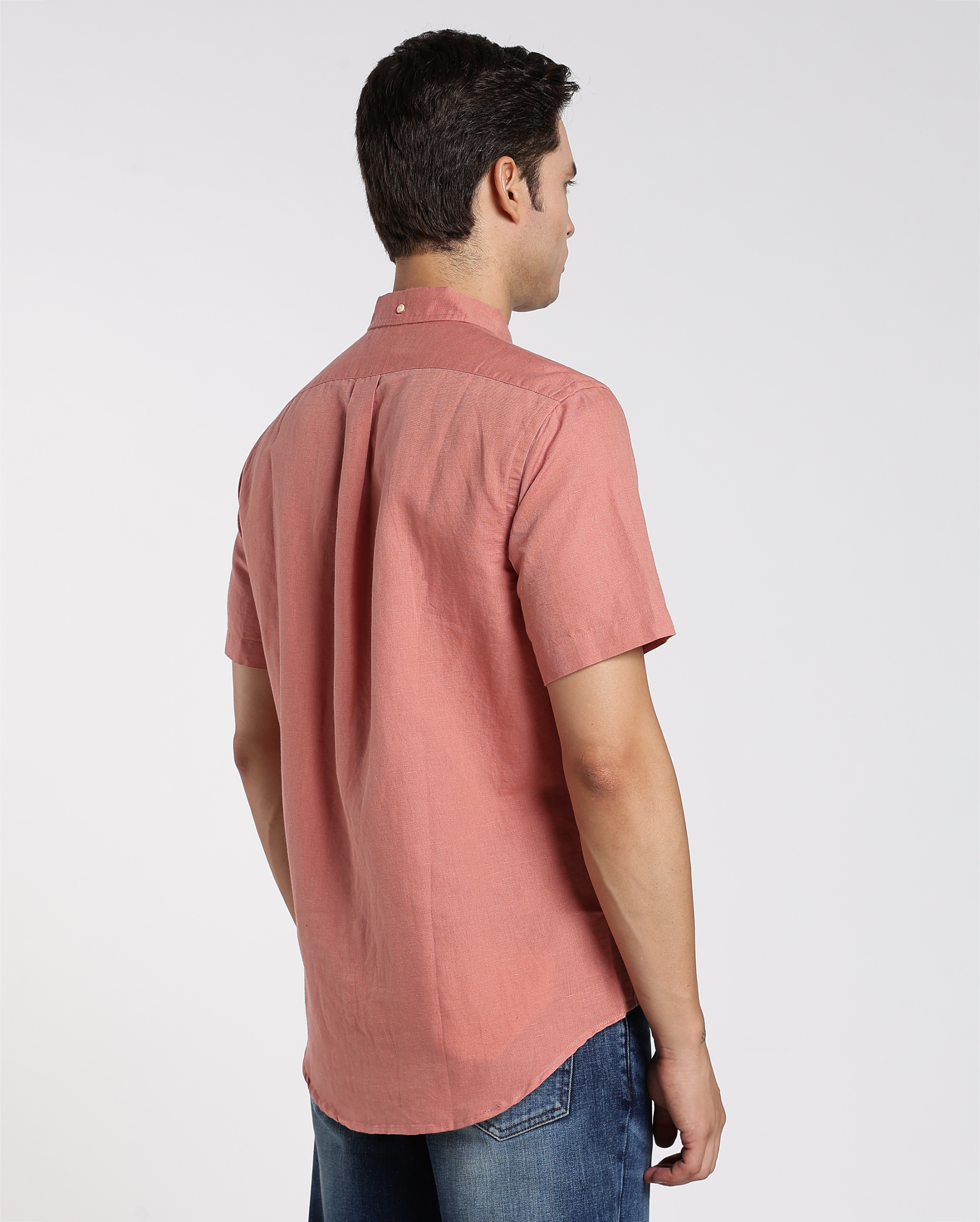Rust Orange Cotton Linen Shirt