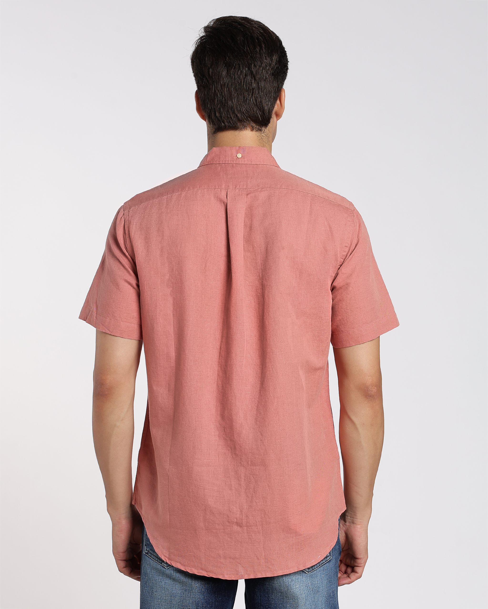 Rust Orange Cotton Linen Shirt