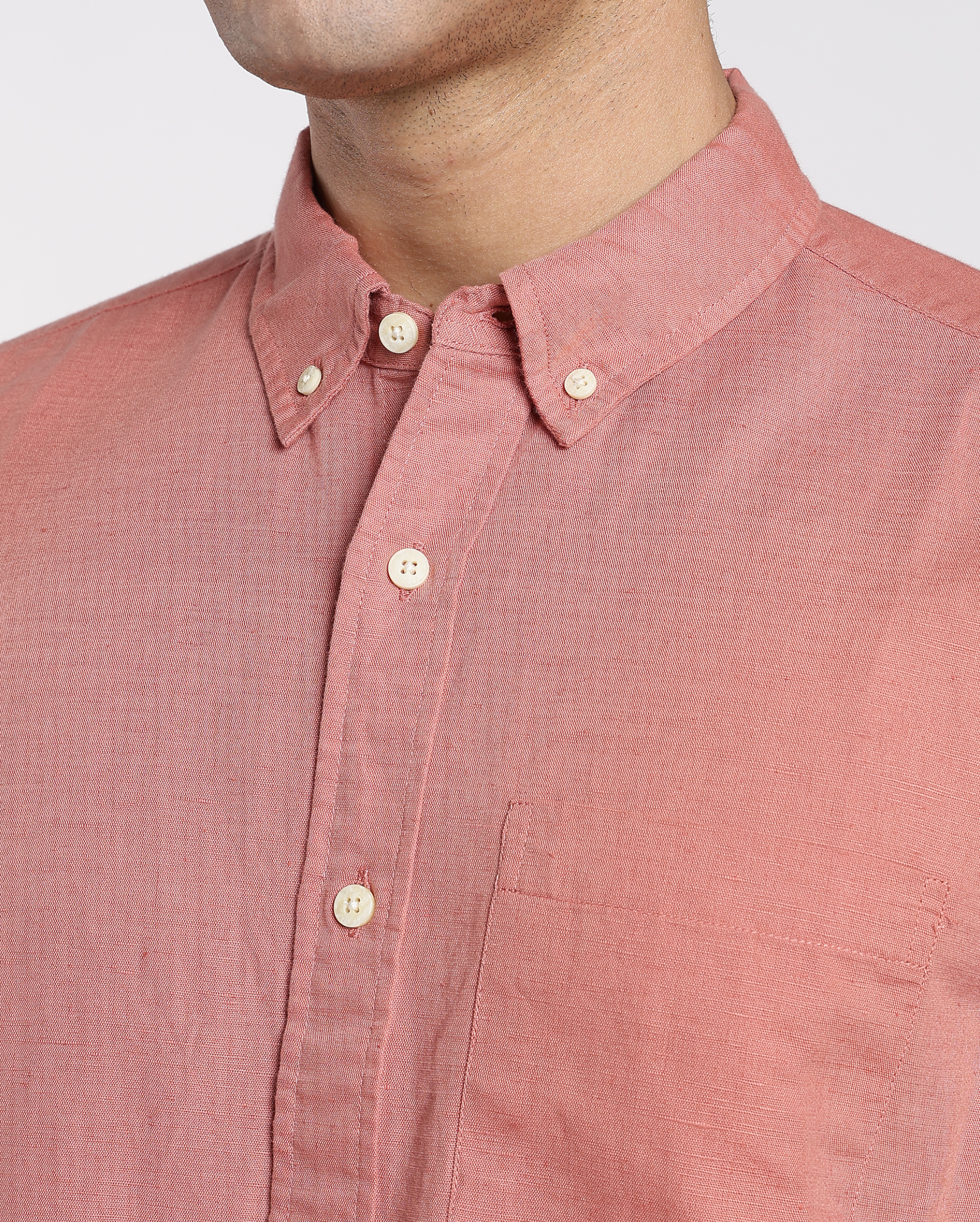 Rust Orange Cotton Linen Shirt