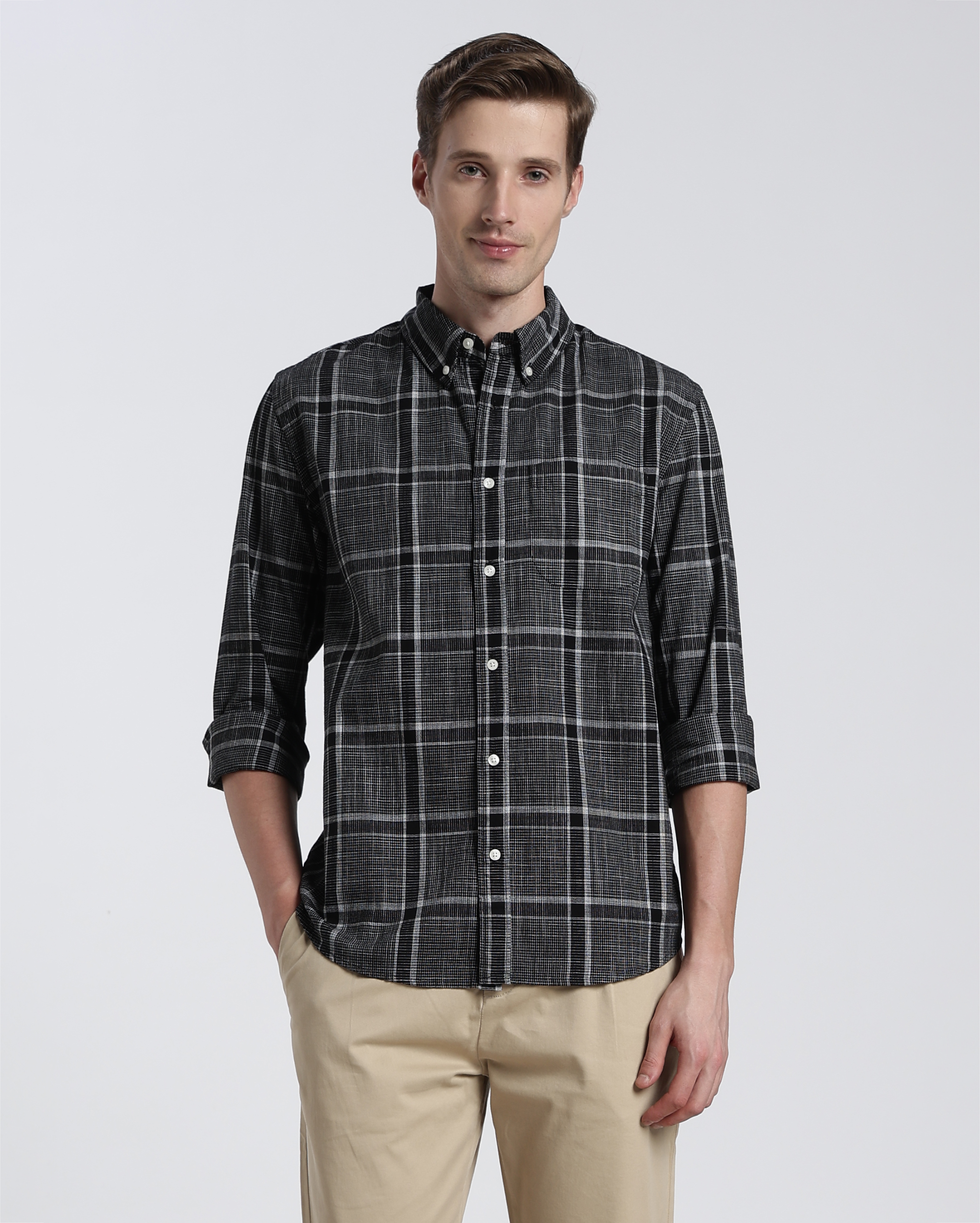 Black and White Box Check Shirt