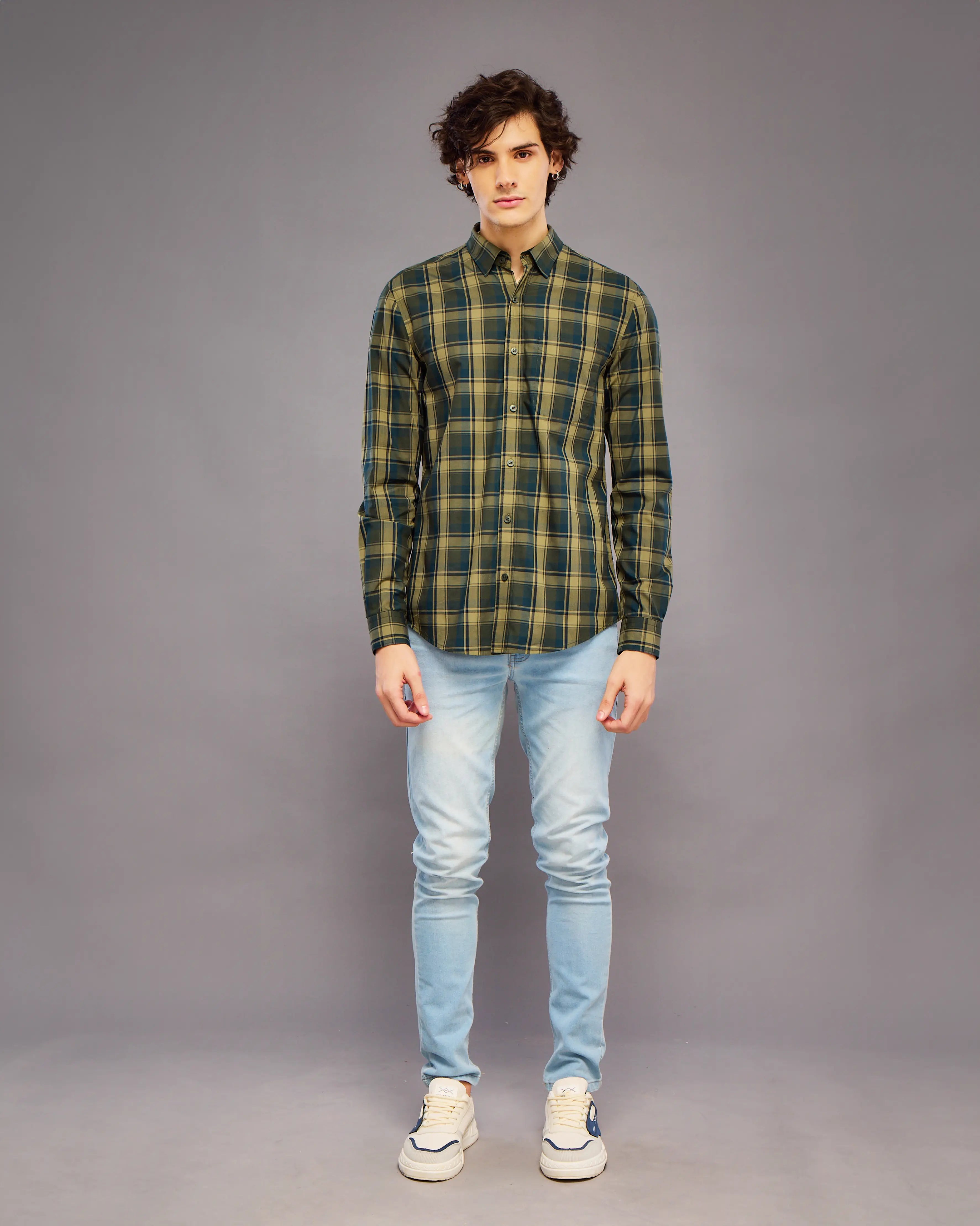 GREEN AND YELLOW TARTAN CHECK SHIRT