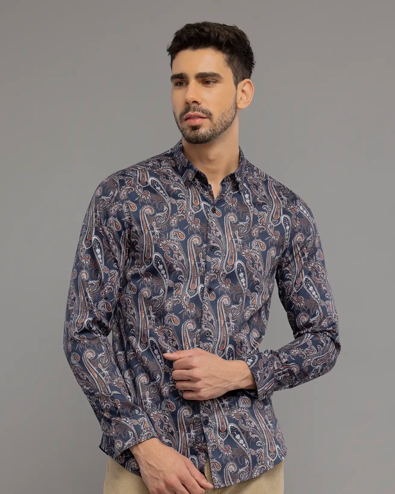 BLUE PAISLEY PRINT SHIRT