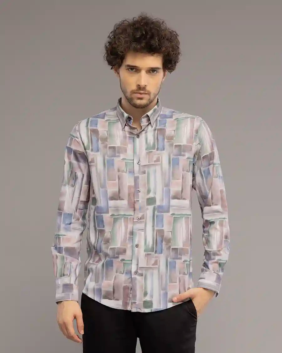 BLUE DIGI PRINT SHIRT