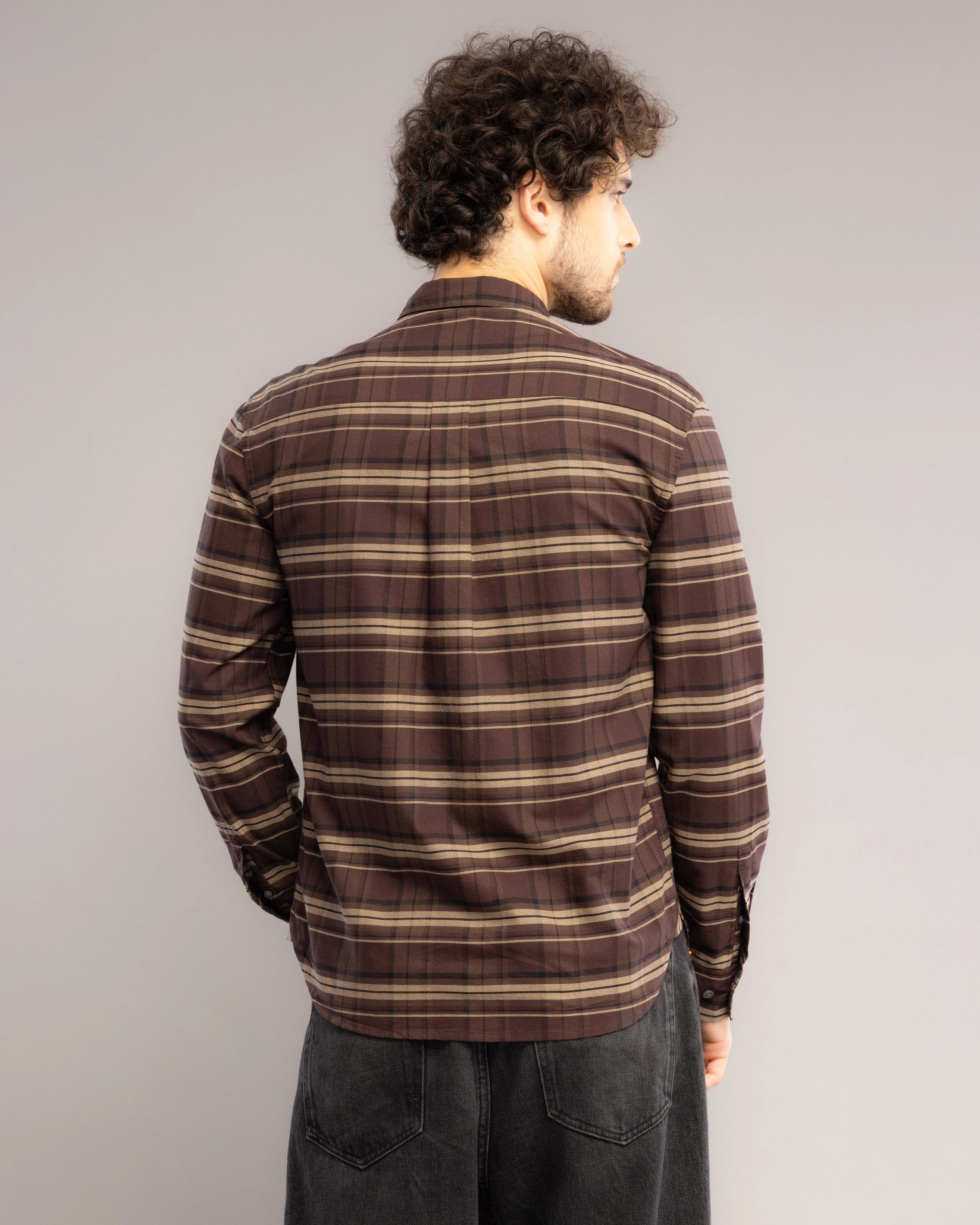 BROWN  PANNEL CHECK SHIRT